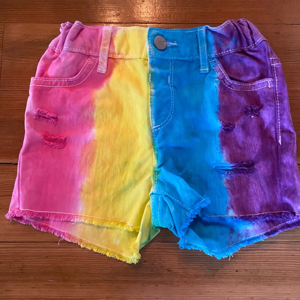 3T tie dye denim shorts